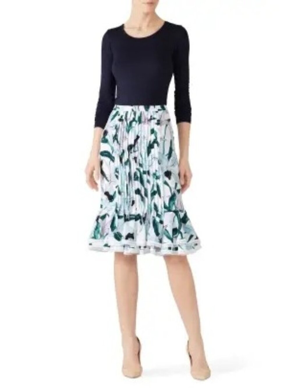 R-57. Tory Burch Printed Ruffle Skirt
